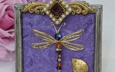 Whimsical Winged Creation Framed Vintage Jewelry Art
